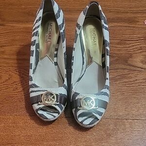 Michael Kors Black and White Heels with Zebra Print